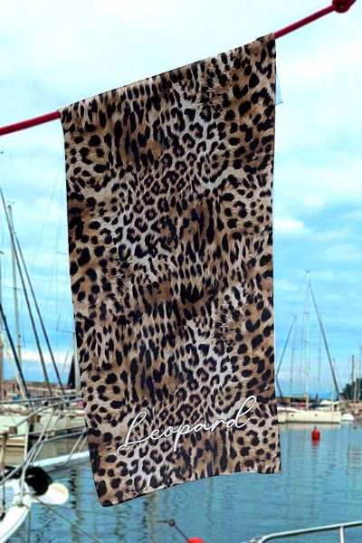 REMSA Πετσέτα θαλάσσης με σχέδιο Leopard 097 Καφέ