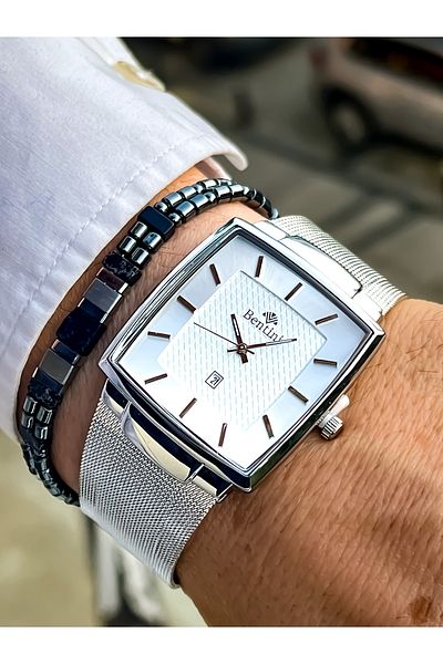 Bentini Guaranteed Waterproof Stainless, Colorfast Steel Cord Steel Case Men's Wrist Watch