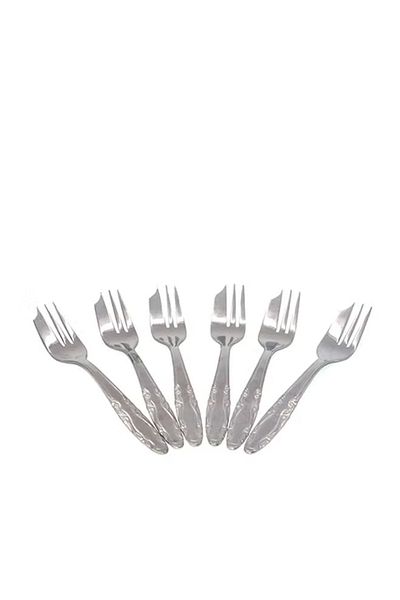 Generic طقم شوكة كيك فضية من 6 قطع - أدوات مائدة أنيقة