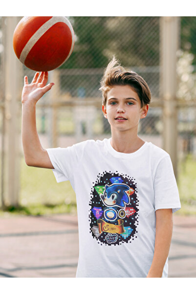 SEVBANO تي شيرت للأطفال مطبوع عليه رسوم متحركة للجنسين من سونيك (1-12 سنة)