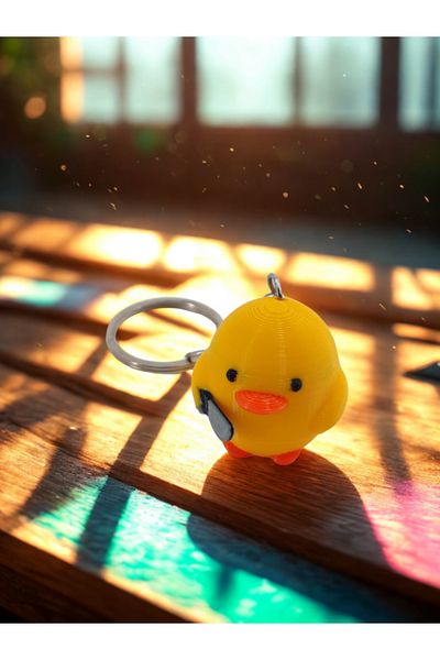 Shuttle Park Unisex Special Stylish Design Cute 3D Hard Plastic Keychain with Chick Figure Gift Accessory 1 Piece
