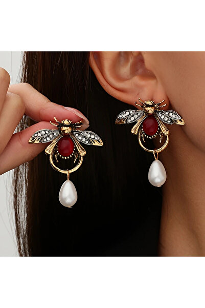 MİLALAZO Retro hipoalerjenik kişilik arı damla küpeleri, yüksek kaliteli zarafet Vintage