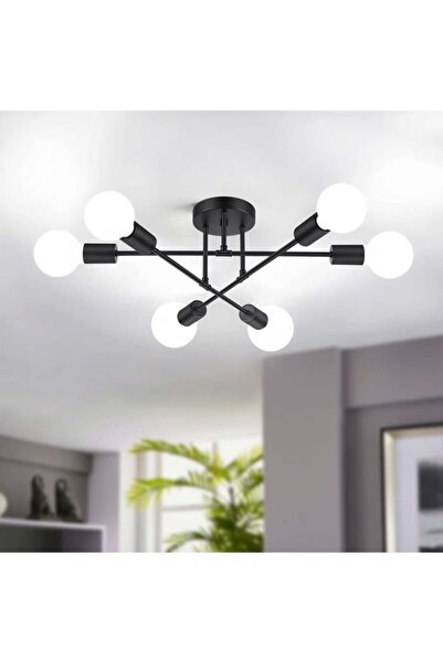 iTin Plafoniera moderna rotativa, Fier, E27, 220V, 70 * 20 cm, Negru