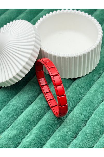 ilvesa shop Italian Charm Steel Bracelet Red Color