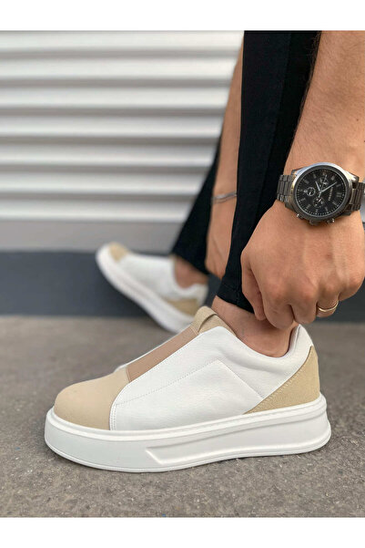 Zerenyus Jy007 Alba Elastic Casual Men's Sneaker - Beige White