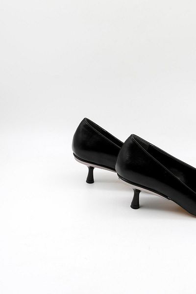 Park Moda Stylish Women's Shoes with Short Heels Pm207 Black Skin