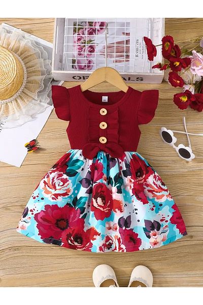 OEM Girls' summer dress with floral print, 9-10 years, 140 cm