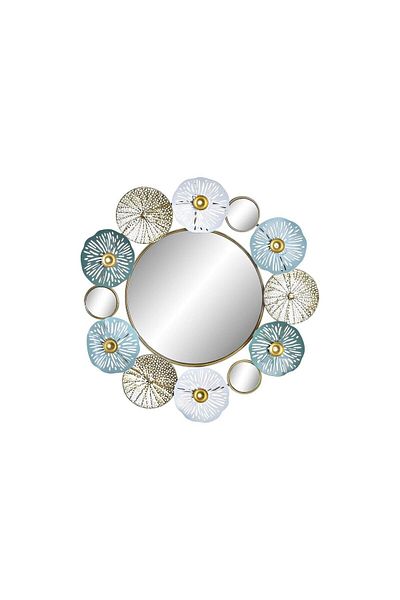 DKR HOME DECOR DKD Home Decor Wall Mirror, Metal, Green Gold, 50 x 51 cm