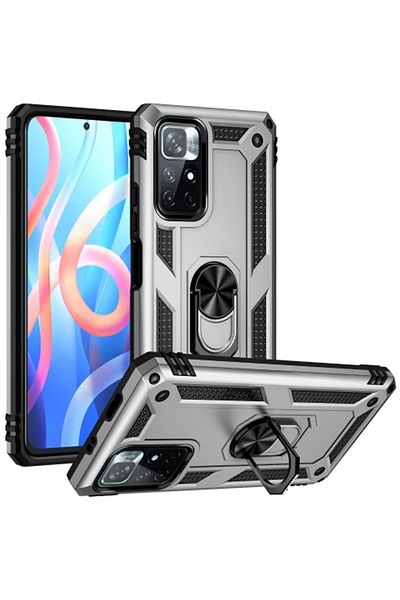 CepteToptan حافظة هاتف Xiaomi Redmi Note 11T من السيليكون مع حلقة صوفيا - فضي - MKİ2205-4042