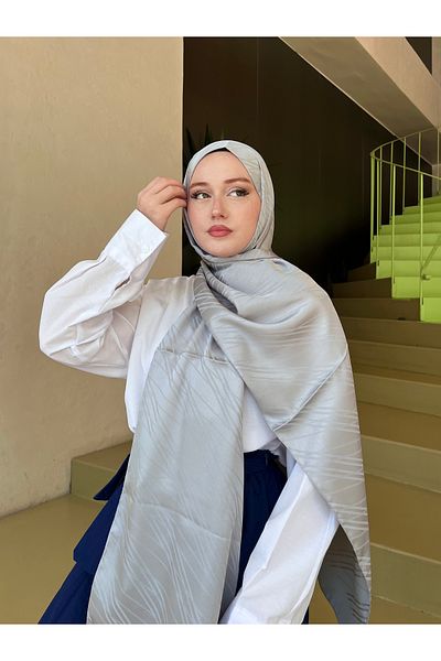 hijabchi Μοτίβο γραμμής με μεταξένιο σάλι ζακάρ -