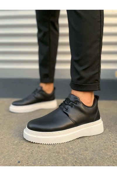 Zerenyus Jyx03 Luxor Lace-Up Thick Sole Men's Sports Classic Shoes - Black White