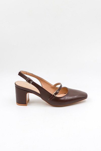 Park Moda Comfortable Women's Shoes with Open Back Belt Pm207 Brown Skin