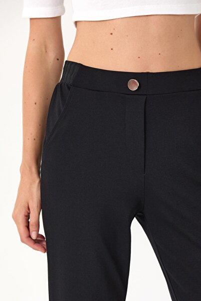 İKİLER Elastic Waist Pocket Button Detailed Trousers