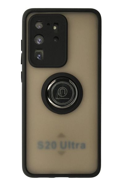 CepteToptan حافظة سامسونج جالاكسي S20 الترا غطاء سيليكون مونتريال مع حلقة - أسود - MKİ1546-6707