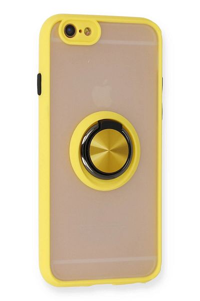 CepteToptan حافظة آيفون 6 مونتريال غطاء سيليكون مع حلقة - أصفر - MKİ2201-8590