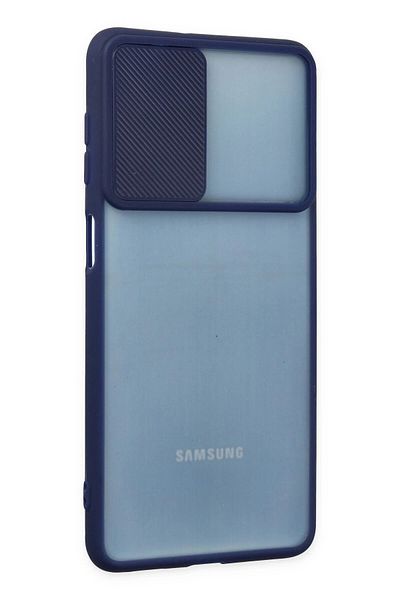 CepteToptan حافظة سامسونج جالاكسي M52 5G كاميرا سيليكون منزلق - أزرق داكن - MKİ9265-6487