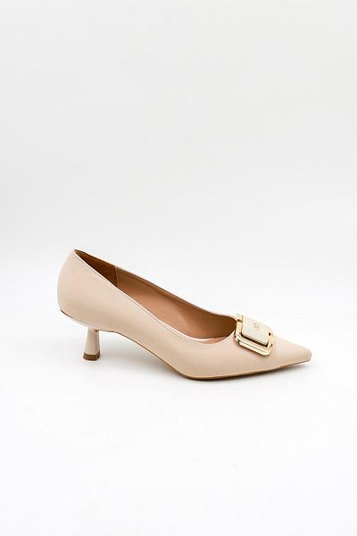 Park Moda Buckle Stiletto Women's Shoes Pm439 Beige Nubuck