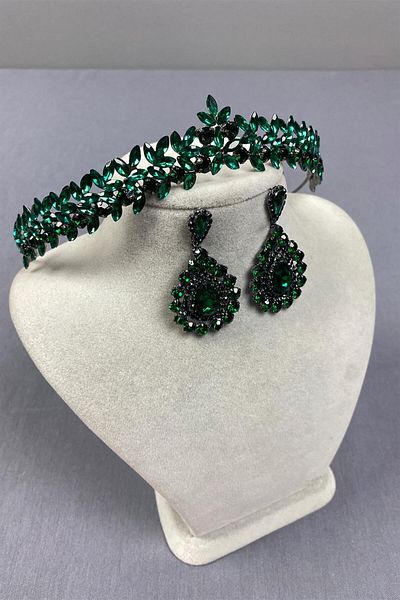Hayalperest boncuk Thin Elegant Vera Bridal Henna Crown And Shuttle Earrings