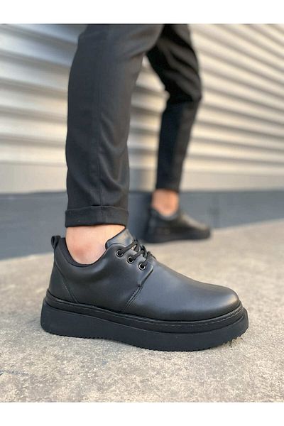 Zerenyus Jyx03 Luxor Lace-Up Thick Sole Men's Sports Classic Shoes - Black