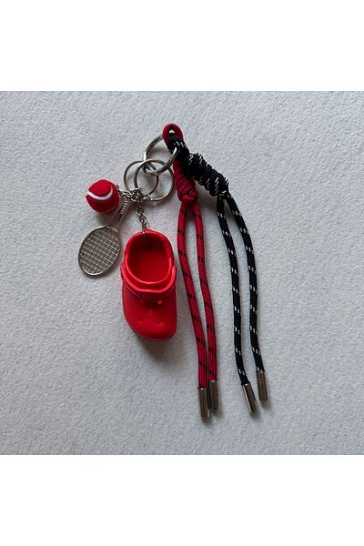 Keçelove Bag Charm with Slippers and Racket Figure, Bag Accessory