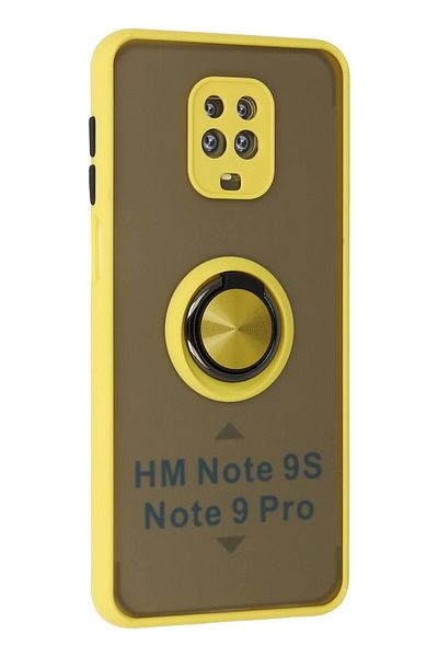 CepteToptan حافظة هاتف Xiaomi Redmi Note 9 Pro من السيليكون مونتريال مع حلقة - أصفر - MKİ9096-7020