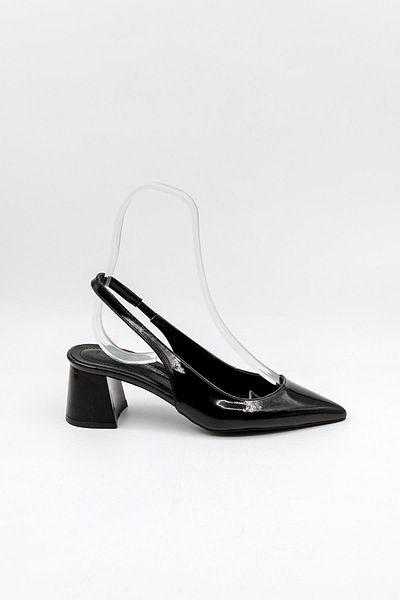 Park Moda Women's Pointed Toe Flat Patternless Thin Slingback Shoes Pm571 Black Patent Leather