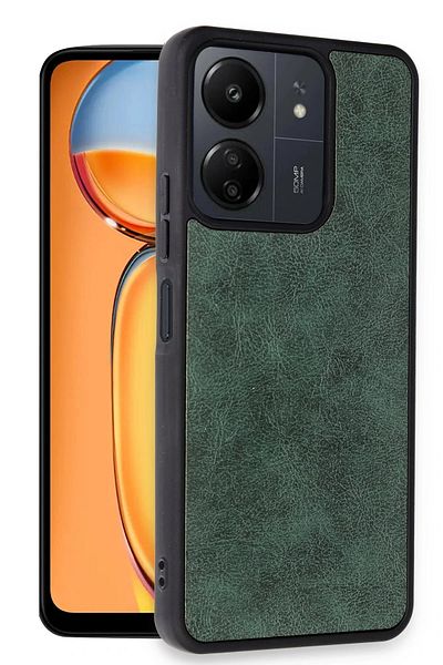 CepteToptan غطاء حماية من الجلد لهاتف Xiaomi Redmi 13C - أخضر داكن - MKİ3349-9616