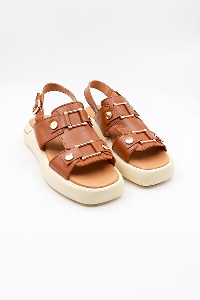 Venüs Women's Genuine Leather Daily Sandals Vn0007Y Tan