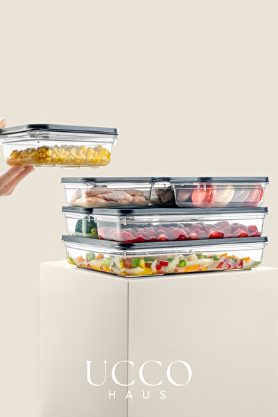 UCCO Set of 4 8 Piece Storage Containers | Refrigerator and Cabinet Organizer Cooler Container Food Container Organizer