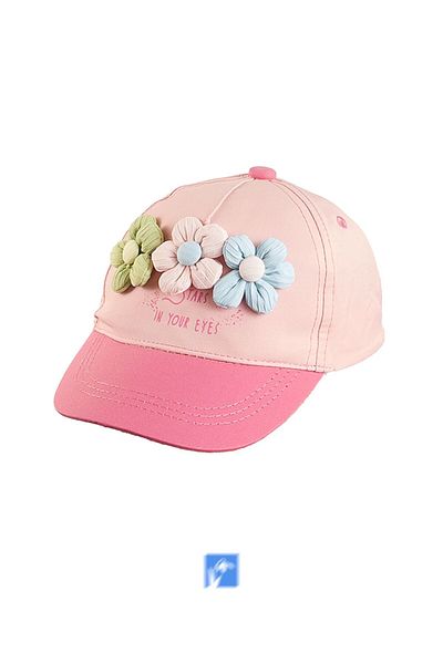 Kardelen Butik Denizli 100% Cotton Flower Detail Girl's Hat (Age 1-3) (Size 48-50 cm)
