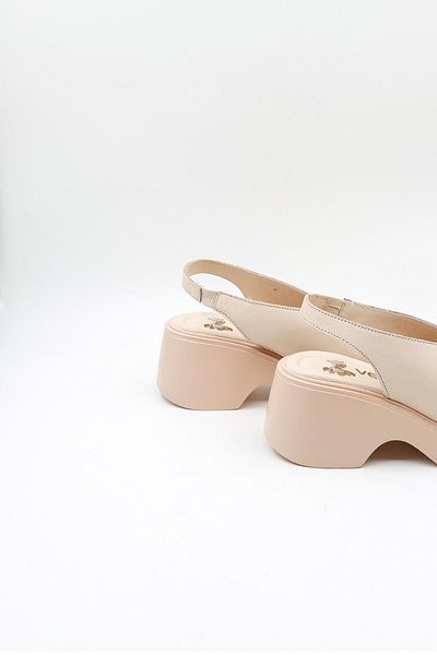 Venüs Women's Genuine Leather Daily Heeled Sandals Vn13114 Beige
