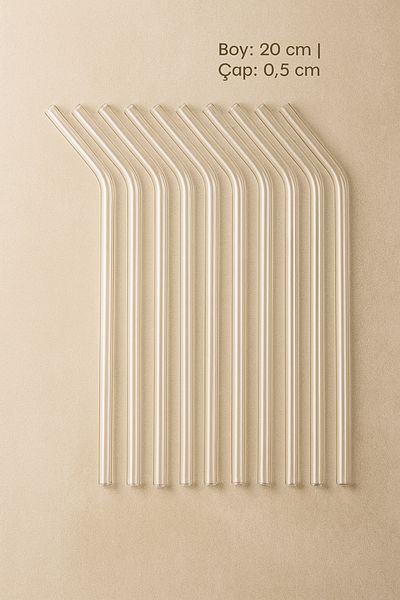 Makri Glass Straws Set of 12 — 20 cm Length, 0.5 cm Diameter