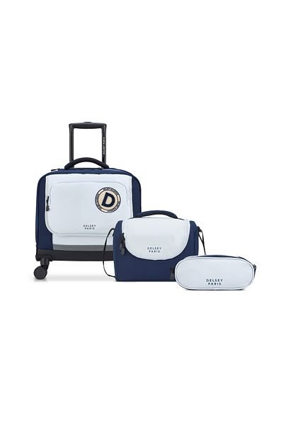 Delsey Academie 3-Piece Set Wheel School Bag, Lunch Bag, Pencil Case Blue Navy