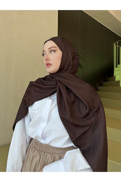 hijabchi Μοτίβο γραμμής με μεταξένιο σάλι ζακάρ -