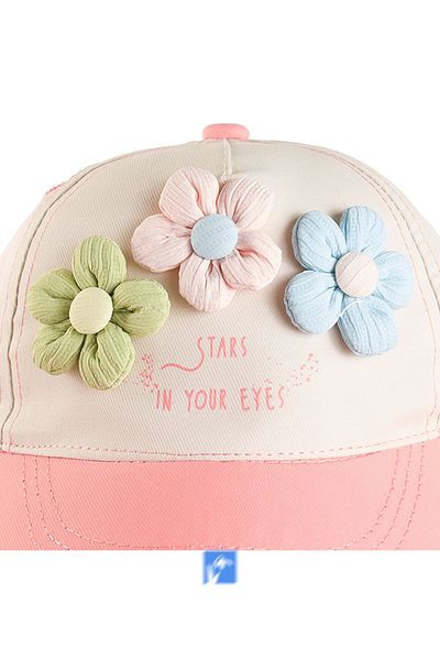 Kardelen Butik Denizli 100% Cotton Flower Detail Girl's Hat (Age 1-3) (Size 48-50 cm)