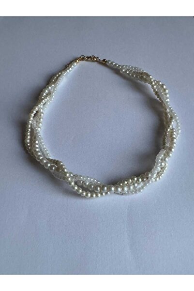 Fata Morgana Accessory 3 Katlı Krem İnci Tasarım Kolye