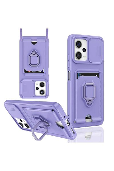 CepteToptan حافظة هاتف Xiaomi Poco X5 5G من السيليكون مع بطاقة زيوما وحلقة - ليلك - MKİ9148-4510