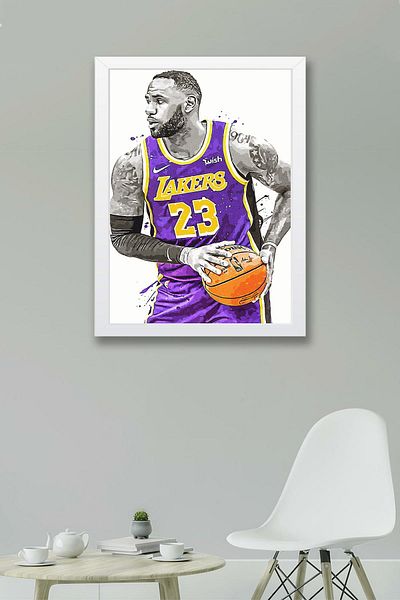 Saturn Pictură înrămată de LeBron James - Pictură poster NBA de baschet