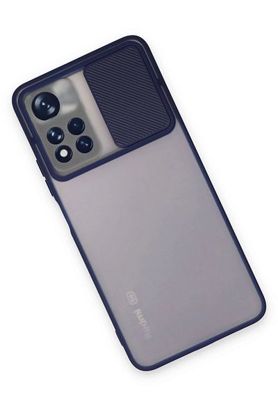 CepteToptan حافظة هاتف Xiaomi Redmi Note 11T مصنوعة من السيليكون المنزلق للكاميرا - أزرق داكن - MKİ6977-8856