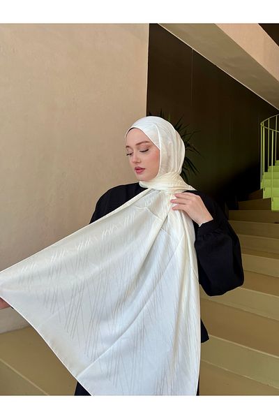 hijabchi Μοτίβο γραμμής με μεταξένιο σάλι ζακάρ -