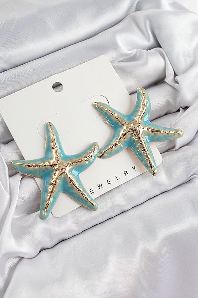 SeyCey.co Brass Turquoise Sea Star Model Vintage Women's Earrings