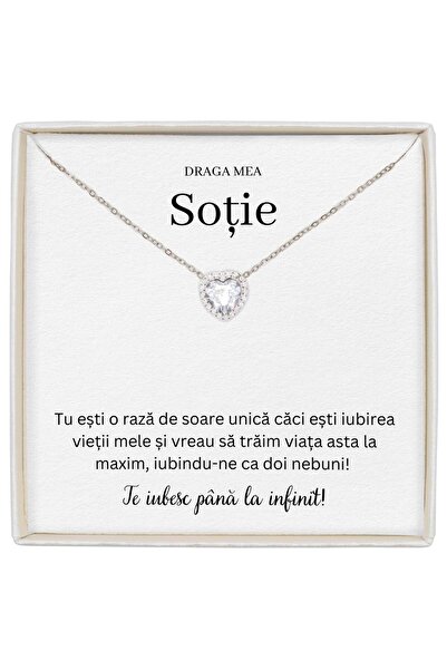 The Jewel Heart Colier Pentru Soție, Inimă Cu Strălucire Fină, Cadou Plin De ...