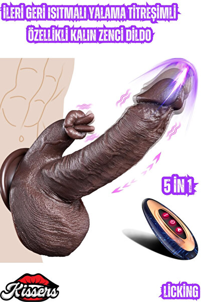 Uzaktan Kumandalı İleri Geri Hareketli Dil Yalama Modlu Isıtmalı Vibratör Dildo Penis Dildo 23 Cm