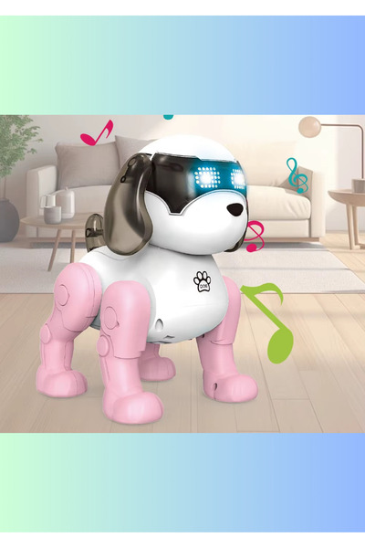 Boratila Toys Işıklı Müzikli Kuyruk Sallayan Pilli Sevimli Robot Köpek PEMBE