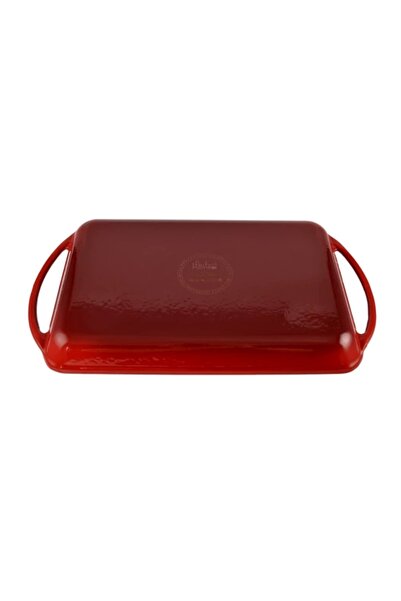 Perfect Home Grill tray with enameled cast iron handles 33x21.5x3 cm, Perfect Home 55010, red