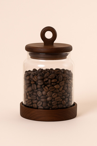 Mirilliahome Set of 4 Glass Jars |   Vacuum Acacia Storage Jar with Lid