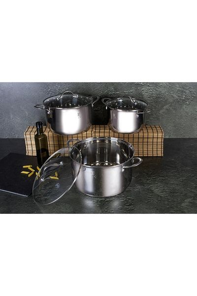Berlinger Haus Stainless steel pot set with lids, 6 pieces Silver Jewellery Berlinger Haus BH 6662