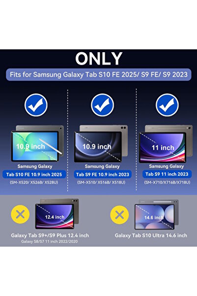 m.tk moveteck Galaxy Tab S9 Fe/S10 Fe/S10 Lite 10.9 Uyumlu Kılıf Manyetik Kalem için Kilit Yuvalı Slim Magic Kapak