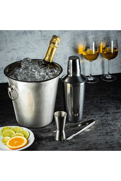 Kinghoff KH1244 4-piece bar accessory set, stainless steel, silver