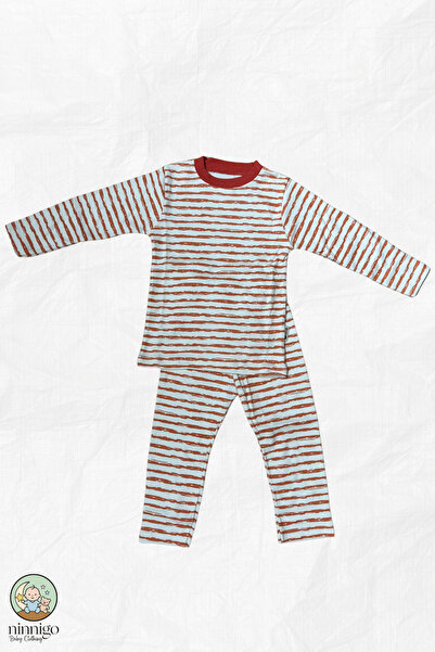 ninnigo 2-5 Yaş Çizgili %100 Pamuklu Bebek Ve Çocuk Pijama Takımı